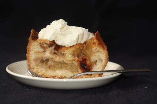 Home made apple pie with cream