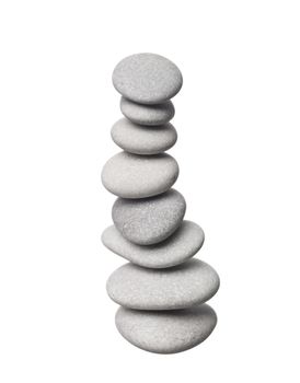 Stacked stones isolated on white background