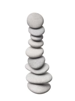 Stacked stones isolated on white background