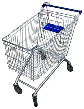 Empty shopping trolley issolated with clipping path