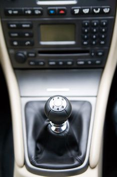 gear lever in exclusive car - small depth of field