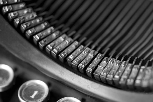 closeup of an old typewriting machine, selective focus