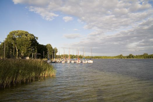 a small harbour on one of polish lakes