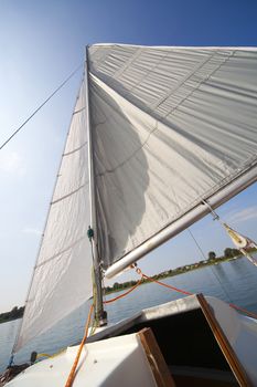 sail of my small yacht - Powidz lake in Poland