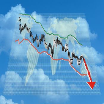 Illustration showing the global world financial collapse