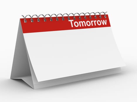 Calendar for tomorrow on white background. Isolated 3D image
