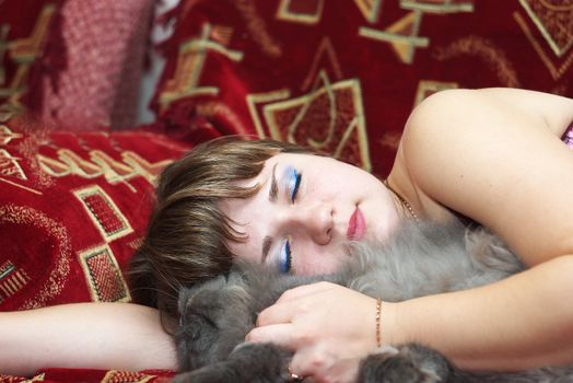 photo of the beautiful woman sleeping in bed