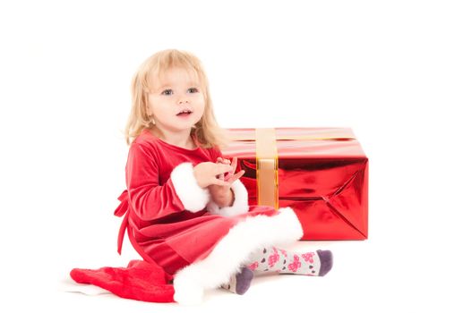 Little christmas baby-girl isolated on white