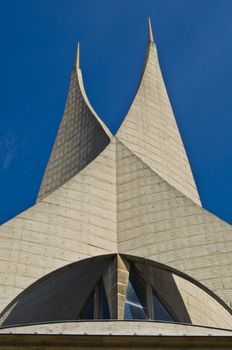 detail of the modern architecture of the Emmaus monastery