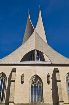 detail of the modern architecture of the Emmaus monastery