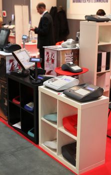 Close-up of cash registers at Smau, national fair of business intelligence and information technology October 21, 2009 in Milan, Italy.