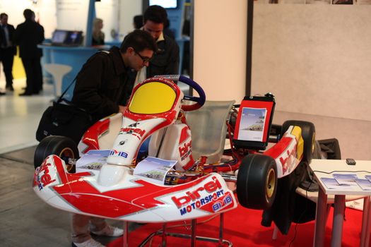 Close-up of motorsport kart technology at Smau, national fair of business intelligence and information technology October 21, 2009 in Milan, Italy.