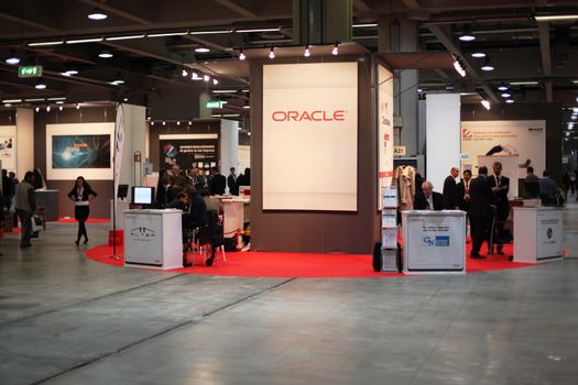 Oracle stand at Smau, national fair of business intelligence and information technology October 21, 2009 in Milan, Italy.