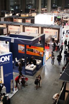 Panoramic view of stands area at Smau, national fair of business intelligence and information technology October 21, 2009 in Milan, Italy.