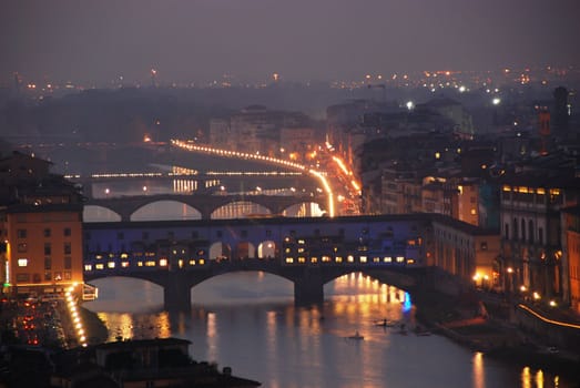 colorful image of florence shortly after sunset