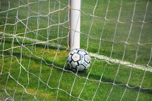 Italian Soccer Ball in the net in Venice