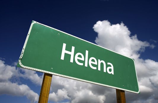 Helena Road Sign with dramatic blue sky and clouds - U.S. State Capitals Series.