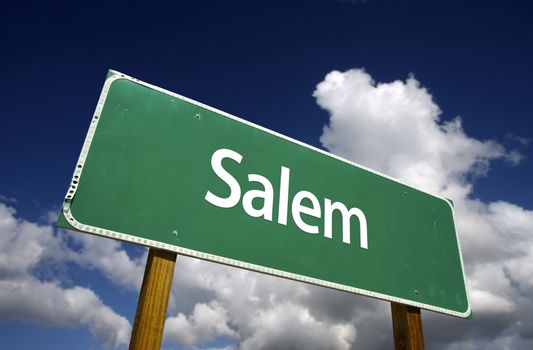 Salem Road Sign with dramatic blue sky and clouds - U.S. State Capitals Series.