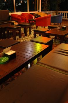 cafe interior that designed with cozzy lamp and nice sofa
