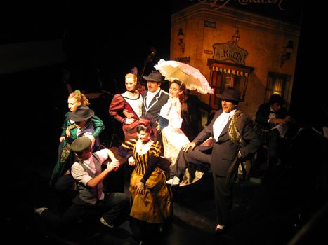 The performers in a tango stage show pose in Buenos Aires, Argentina.
