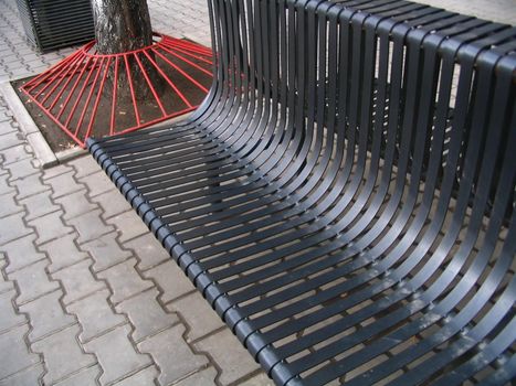 Black street bench