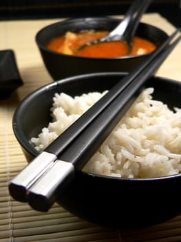 rice with chinese chopsticks