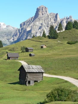 wood house in mountain in italy