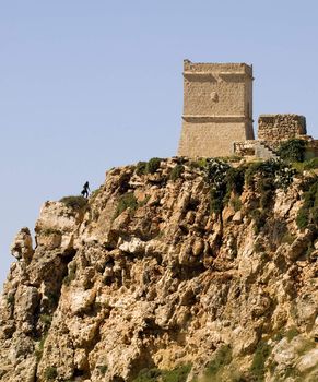 A medieval little castle in a valley on a Mediterranean island