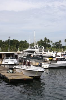 Boats at Jetty in a tropical country.