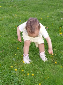 small kid in the grass
