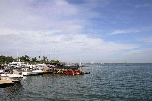 Boats at Jetty in a tropical country.