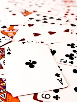 Ace Showing on top of scattered cards