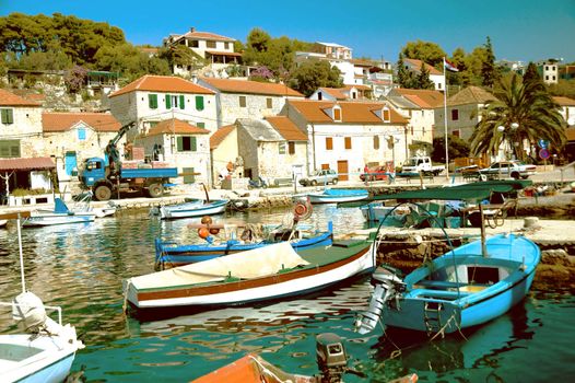 Small boat harbor on Adriatic sea, Croatia