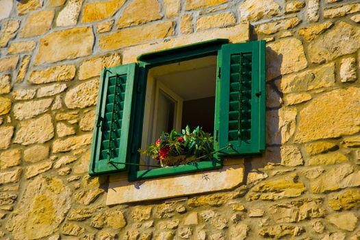 Window of old house in Trogir, Croatia
