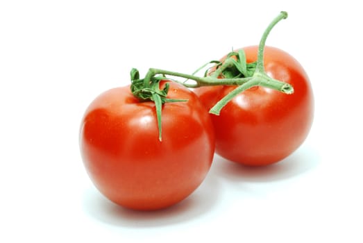 Two Isolated Red Tomatoes on White Background