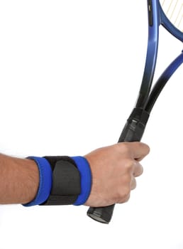 Tennis player wearing a wrist bandage, orthopedic series