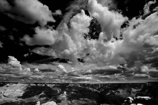 Sky with many clouds above the Grand Canyon