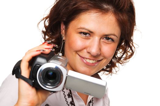 Woman with a video camera