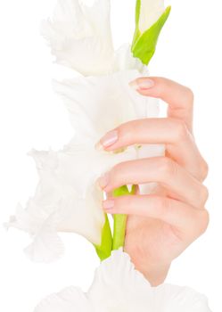 Beautiful nails and fingers over isolated white