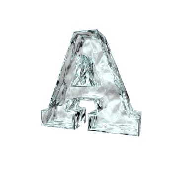 frozen uppercase letter A on white background - 3d illustration