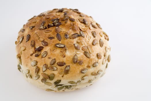 tasty and crispy fresh bread on white background