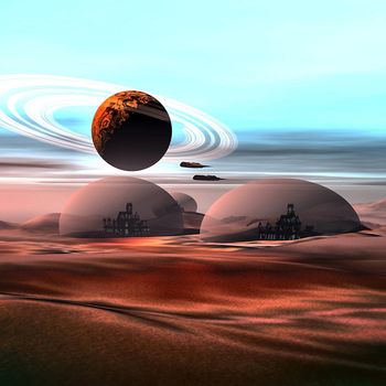 City life under domes on Mars.