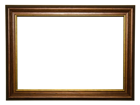 old wooden frame isolated on white background with clipping paths