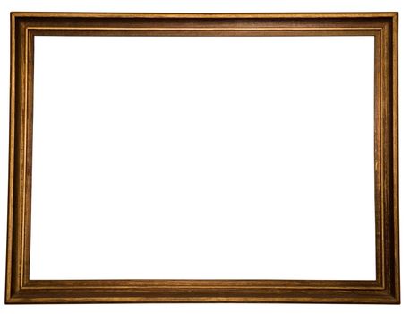 old wooden frame isolated on white background with clipping paths