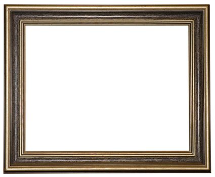 old wooden frame isolated on white background with clipping paths