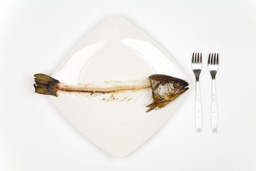 eaten fish with head and tail - symbol of misery