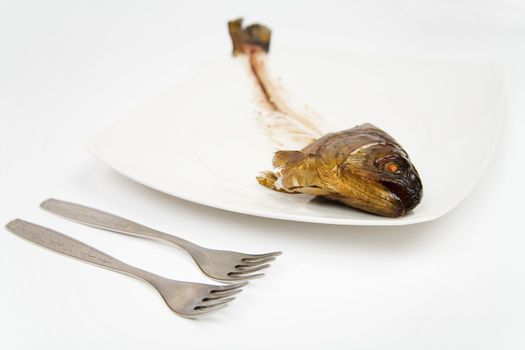 eaten fish with head and tail - symbol of misery