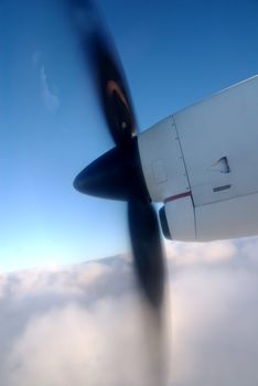 Turboprop propeller in flight