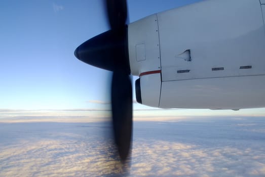 Turboprop propeller in flight