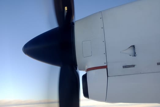 Turboprop propeller in flight